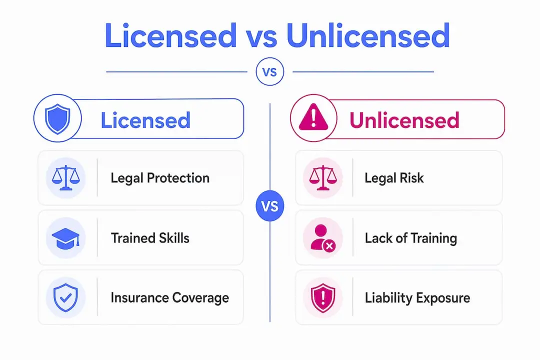 Infographic comparing licensed and unlicensed bartenders