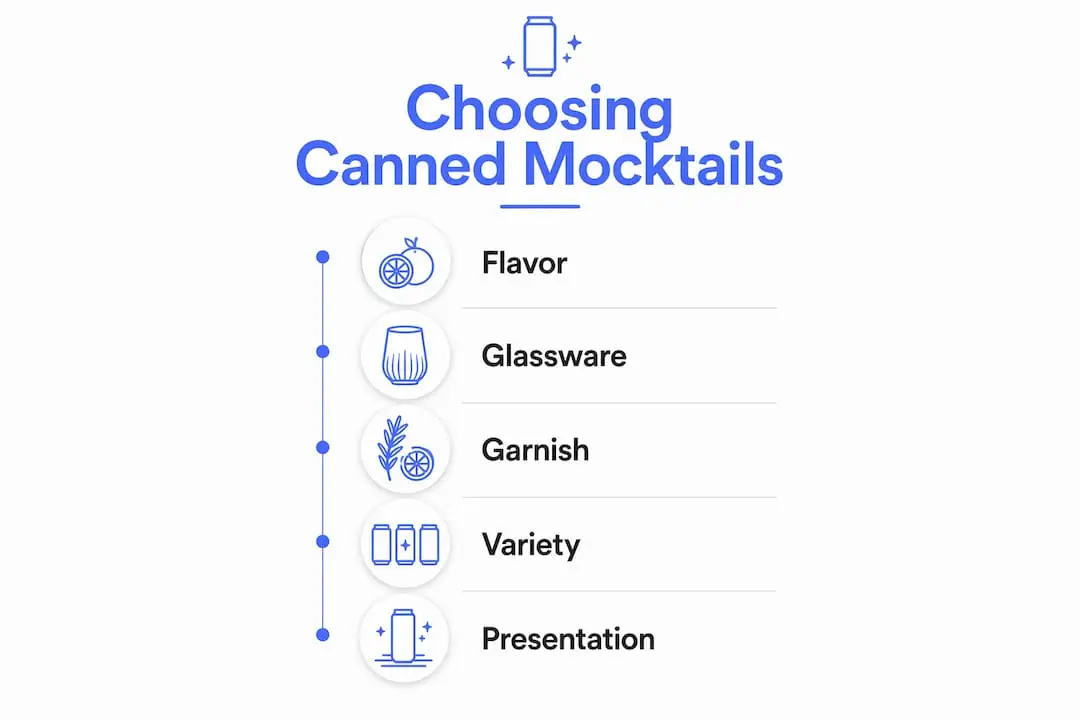 Infographic outlining how to choose canned mocktails