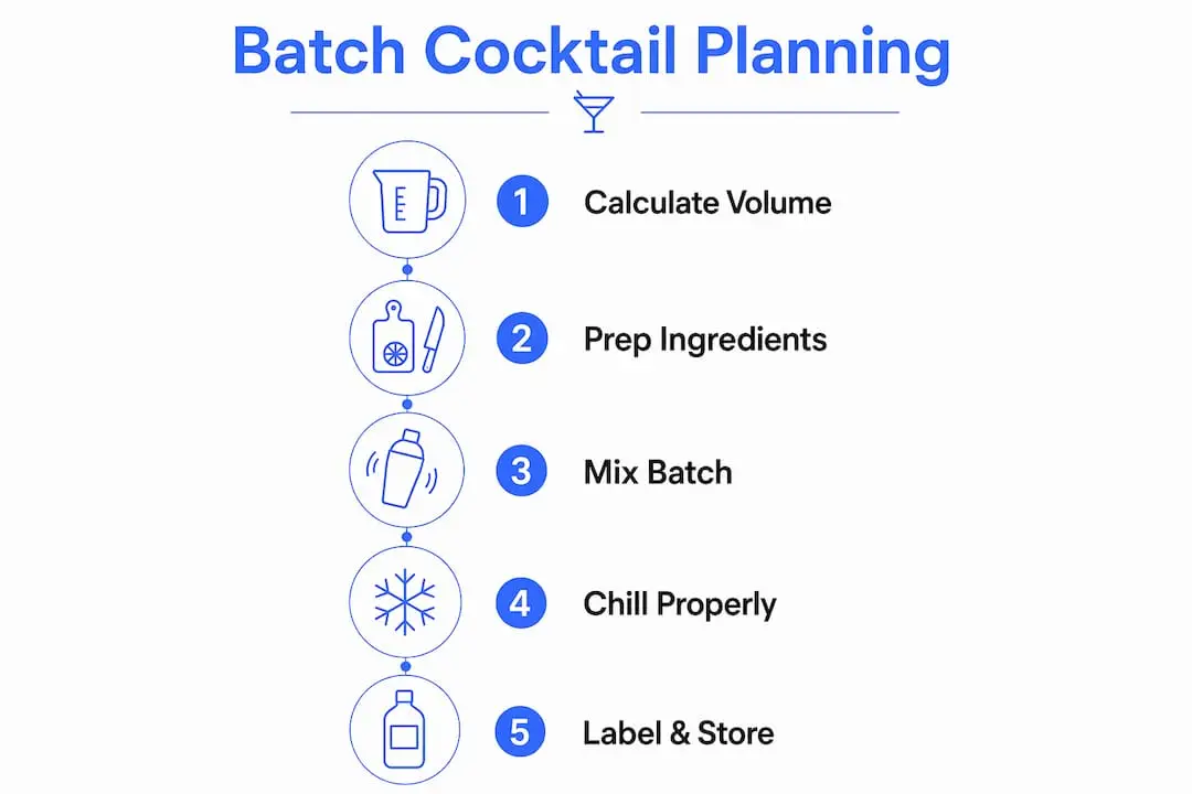 Infographic illustrating batched cocktail planning steps