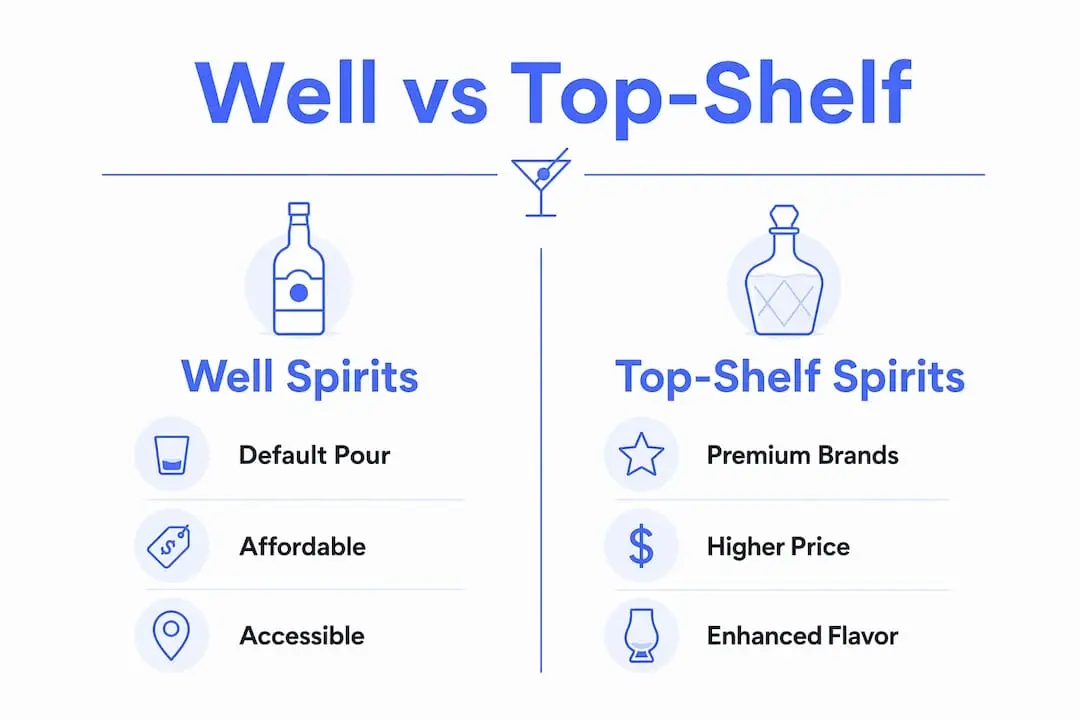 Infographic comparing well and top-shelf spirits