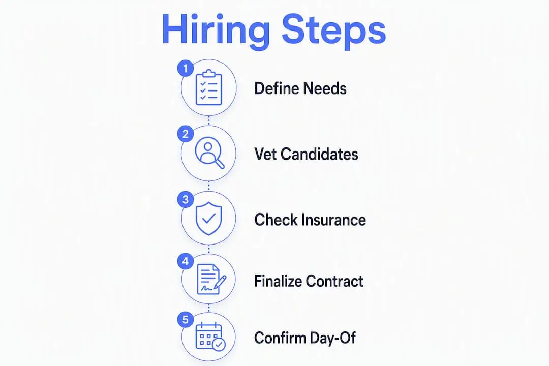 Infographic showing hiring steps for bartenders