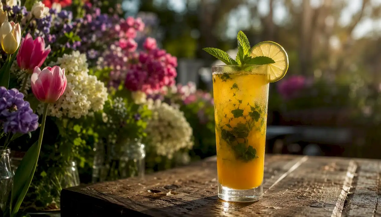 Mango Mint Mojito with fresh garnish on wedding table