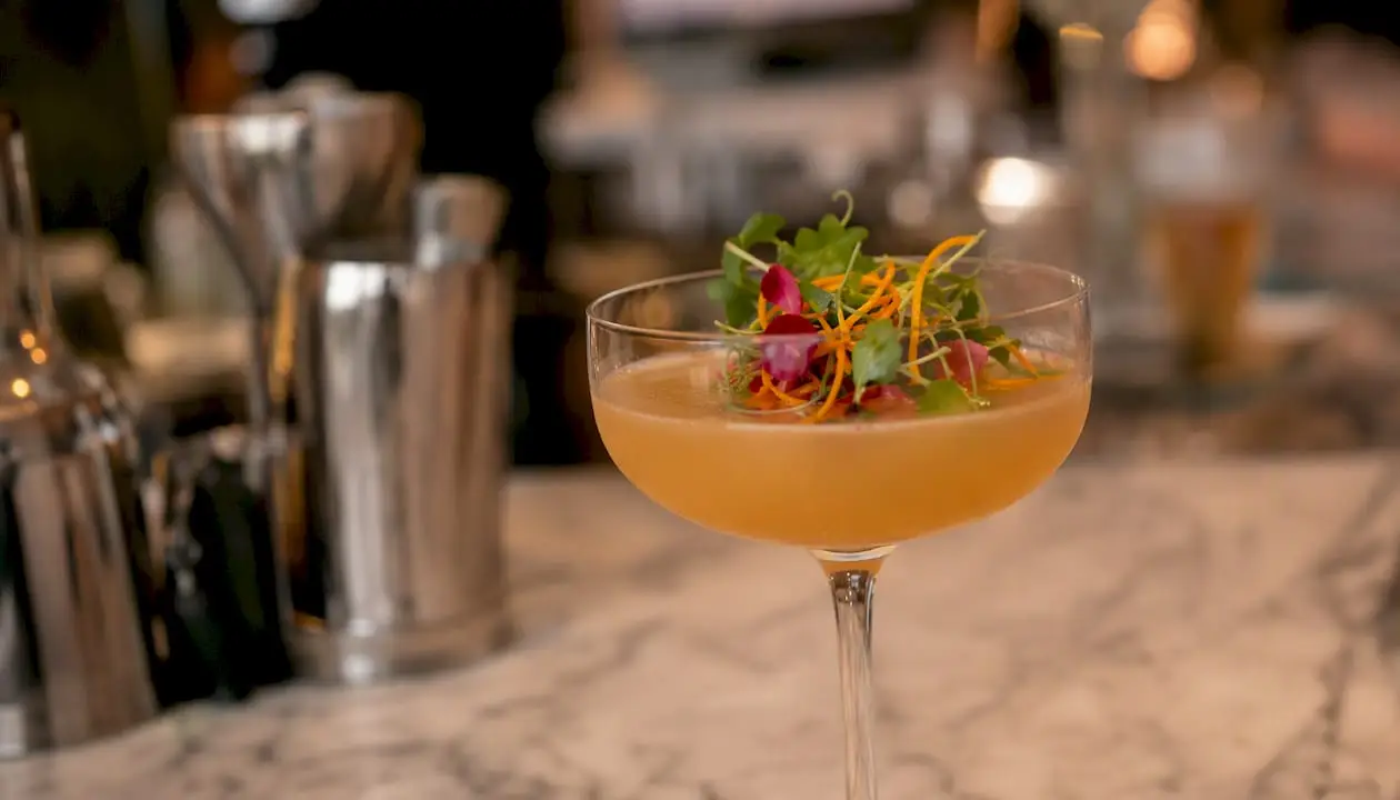 Crafted mocktail with fresh garnish